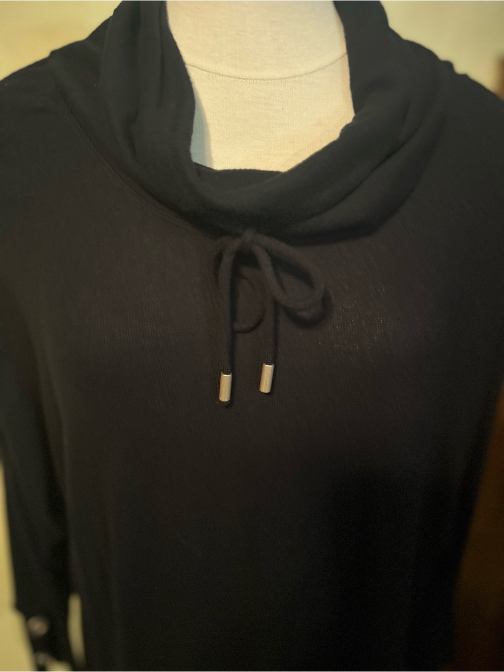 Ruby Rd. Black Cowl Neck Pullover with Drawstring - Picture 2 of 9